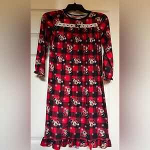 DISNEY Girl’s Minnie Mouse Red Holiday Nightgown Dress Pajama Size 8